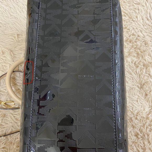 Michael Kors Shiny Black Monogram Satchel Bag - Picture 11 of 14